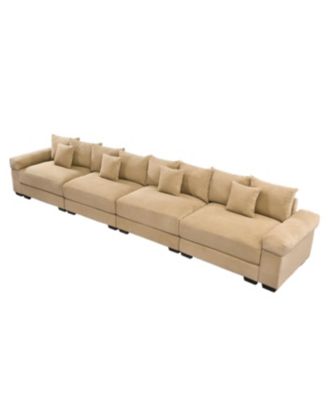 Oversized Cloud Modular Sectional Couch, Premium Corduroy 3-Seater, Camel
