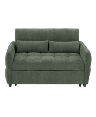  Tufted Loveseat Sofa Bed with Adjustable Backrest, USB Ports, and Cushions