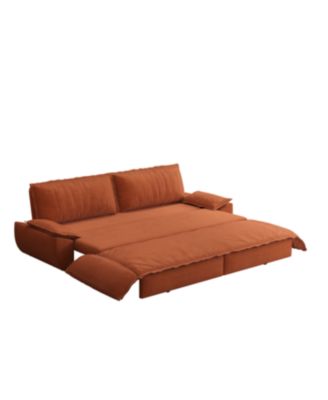 Orange 73.2" Queen Pull Out Sofa Bed, 3-in-1 Convertible Sleeper
