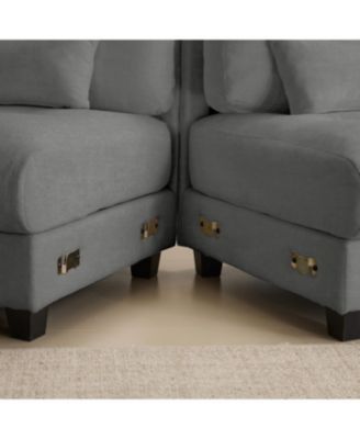 93" 3+1 Seater Sofa w/ Ottoman, Adjustable Backrest, 350lb/Seat, Chenille