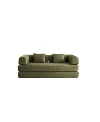 Streamdale Green Corduroy Convertible Sleeper Sofa Bed with Pillow