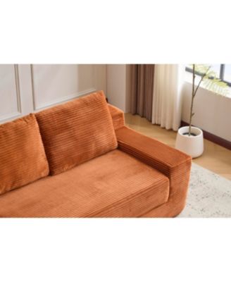 Streamdale Loveseat Sofa, Comfortable Deep Seat Sofa Bed, Modern Small Corduroy Couch, Orange