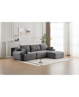 Streamdale Modern Memory Foam Compressed Sofa, Large Sectional Couch, Pet-Friendly, Corduroy, Grey