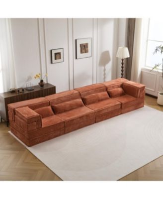 Compression Sofa, Convertible Floor Sofa Bed, Modular Sectional, Orange