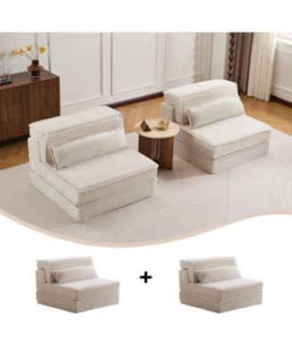 Streamdale Compression Sofa, Convertible Floor Sofa Bed, White