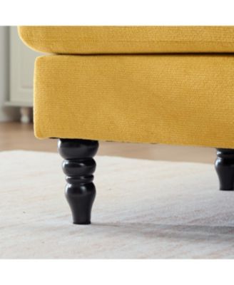 Modern Minimalist Chenille Chaise Lounge Recliner Single Sofa with Wooden Legs & Storage Pockets