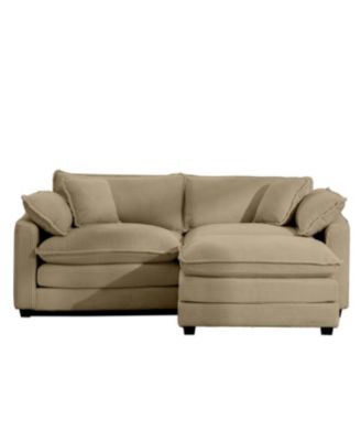 Streamdale Corduroy L-Shaped 2-Seater Sofa with Ottoman, Tan