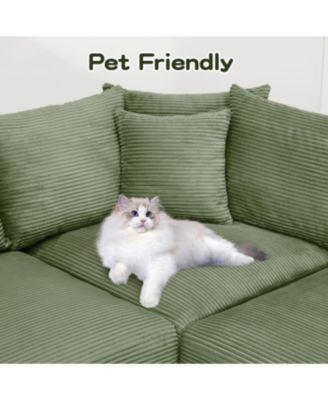 130" Oversized Cloud Modular Sectional Couch, Premium Corduroy 3-Seater Sofa, Green