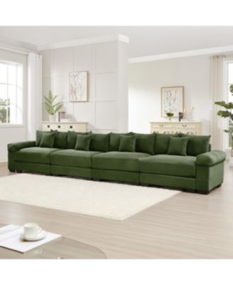 170" Oversized Cloud Modular Sectional Couch, Premium Corduroy 3-Seater, Green