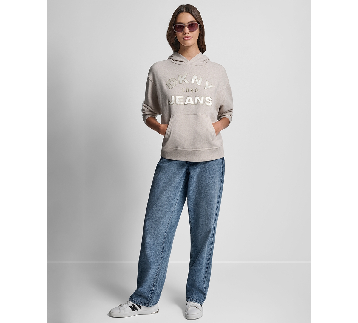 Dkny Jeans Women's Applique Chainstitch Logo Hoodie