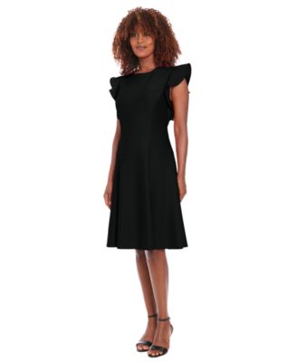 Women's Ruffle Sleeve Crewneck Dress