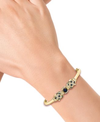 White, Black Diamond and Emerald Accent Bangle (1-1/3 ct. t.w.) in 14k Yellow Gold