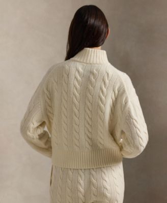 Women's Team USA Cable Wool-Cashmere Half-Zip Sweater