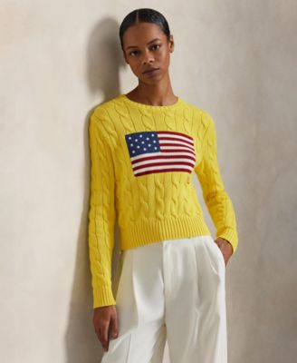 Women's Flag Cable-Knit Cropped Sweater