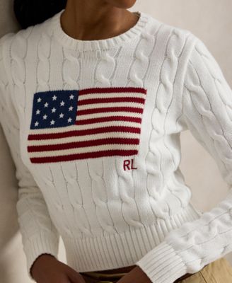 Women's Flag Cable-Knit Cropped Sweater