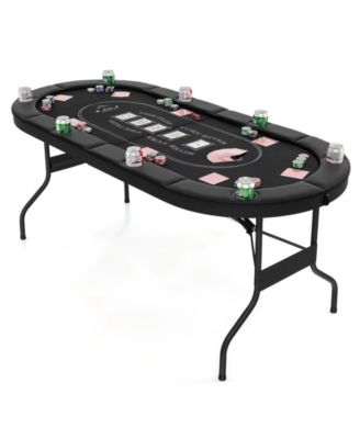 72 Inch Foldable Poker Table for 8 Players Portable Oval Card Board Game Table