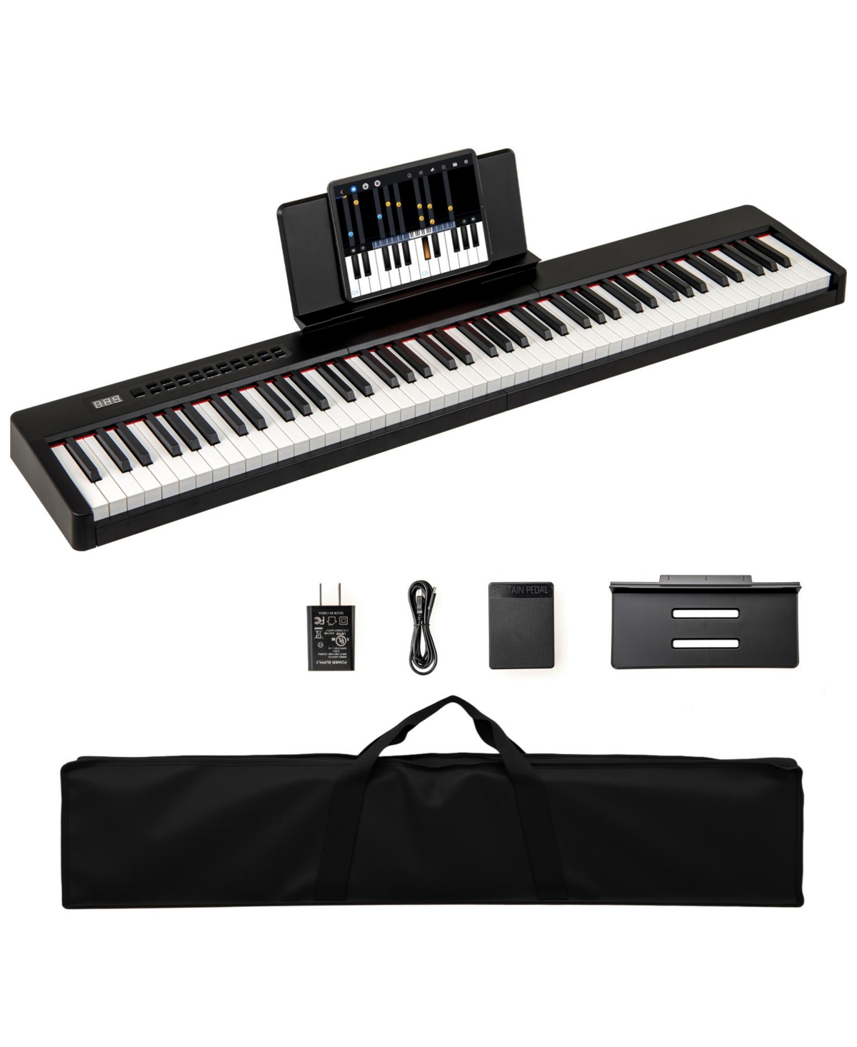 Hongge 88 Key Full Size Digital Piano Keyboard With Dual Speakers And Rechargeable Battery
