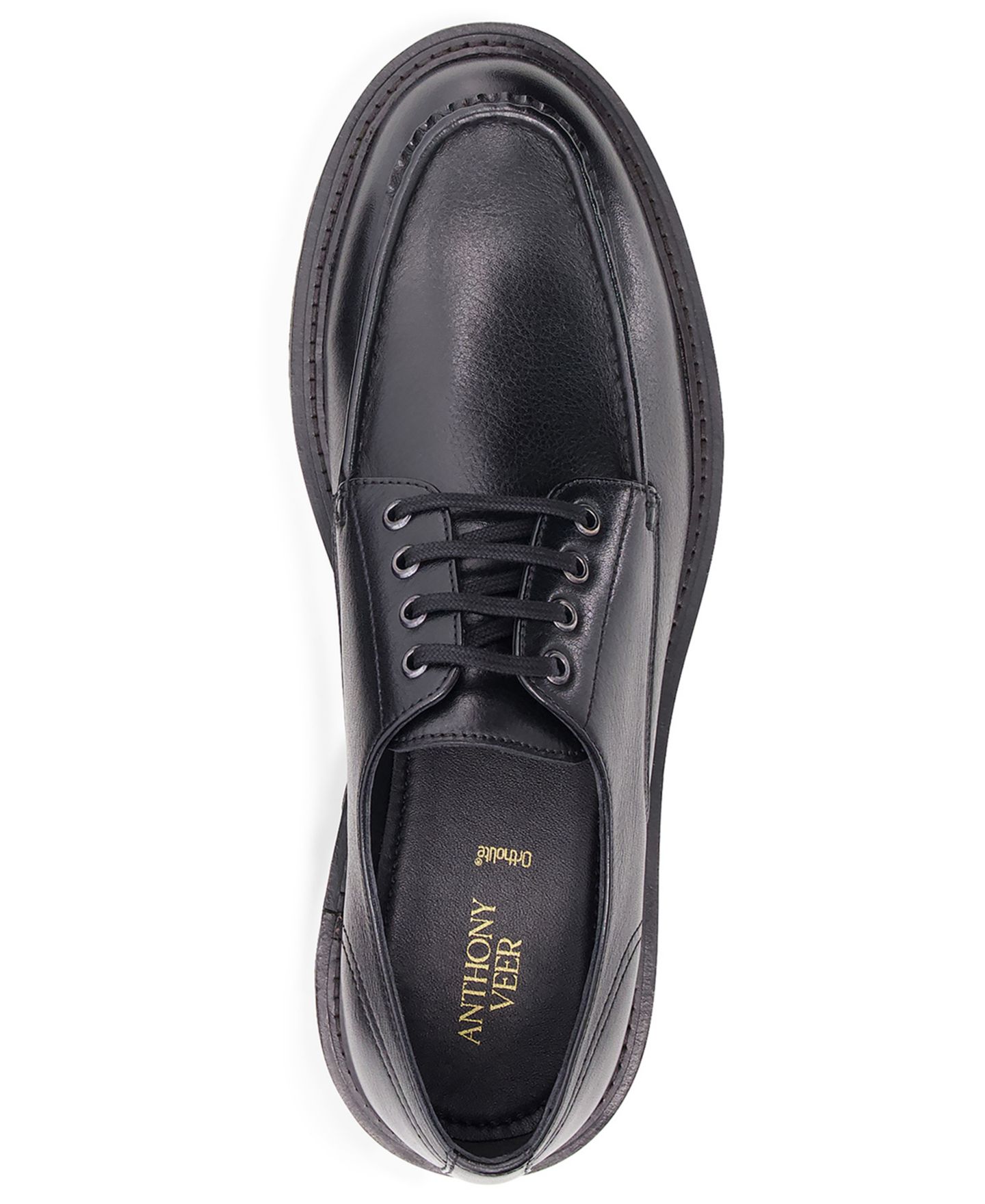 Обувь Anthony Veer Men's Barrett Moc Derby Round-Toe Shoe, цвет: Чёрный — фото 4