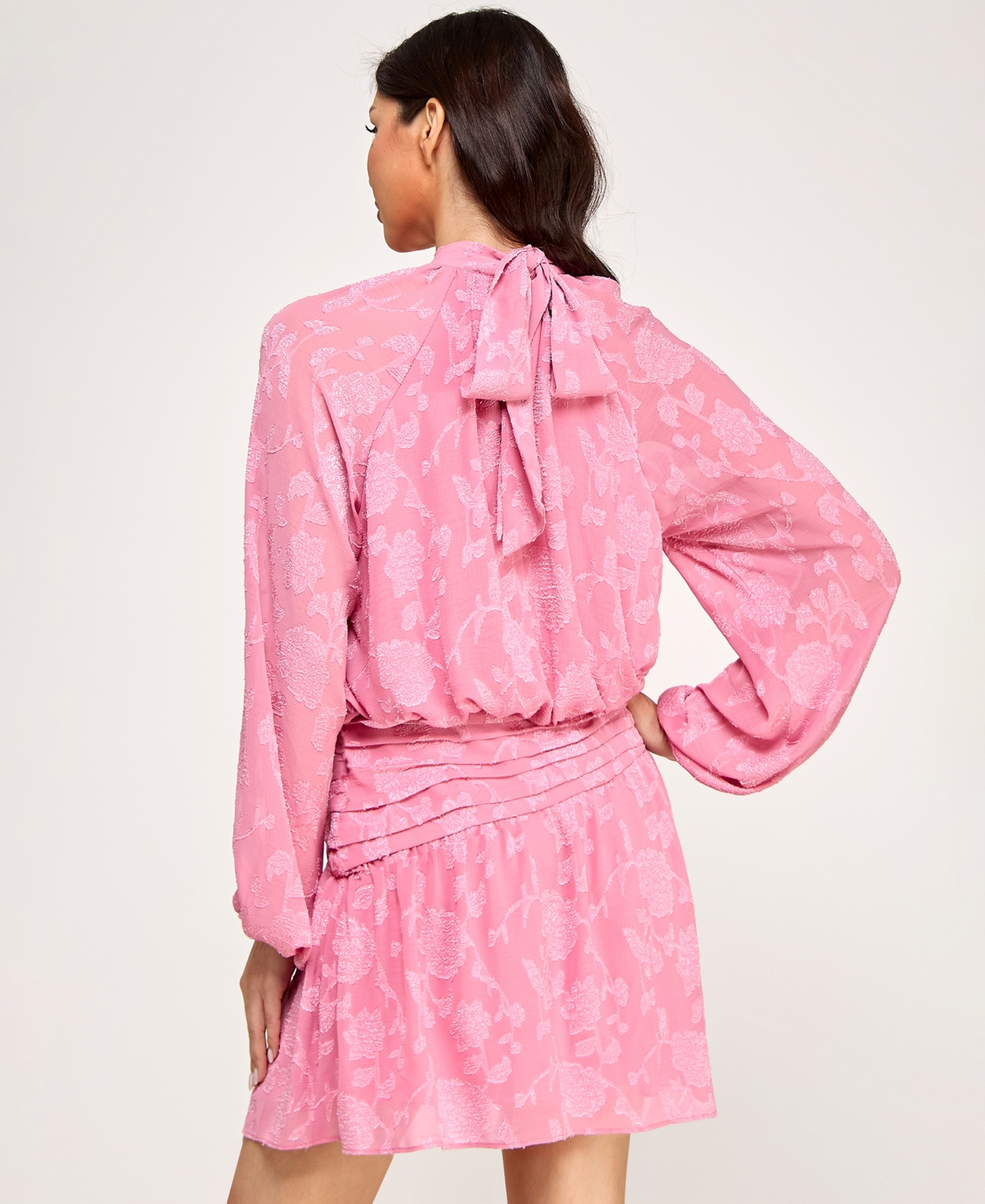 Seni & Cade Juniors' Pleated Mock Neck Dress