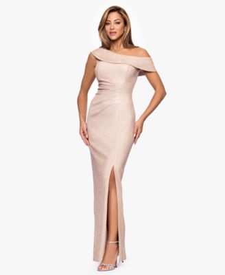 Petite One-Shoulder Long Slit Dress