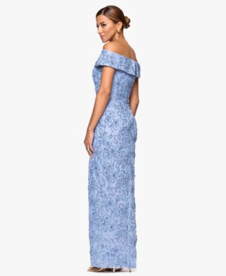 Petite Straight Neck Off-The-Shoulder Long Dress