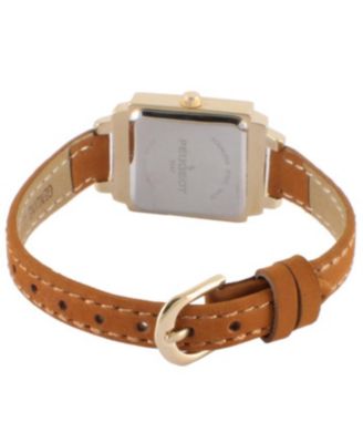 Women's 22mm Crystal Watch Gold Dial & Tan Strap