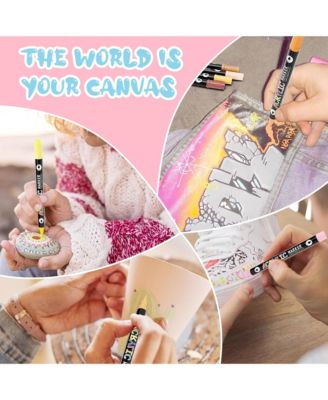 72 Colors Dual Brush Tip & Two Colors Acrylic Paint Pens, Fabric Markers, Waterproof, Quick Dry for Metal, Canvas, Ceramic and DIY Crafts