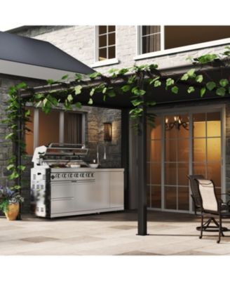 43" 6-Burner Gas Grill Outdoor Kitchen with Rotisserie, Granite & Storage