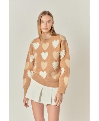 Women's Pearl with Heart Pattern Sweater