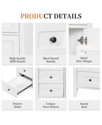 Bathroom Vanity with Sink 3 Drawers Adjustable Shelf Freestanding Storage Cabinet