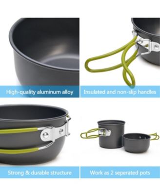 Camping Cookware Stove Carabiner Canister Stand Tripod and Stainless Steel Cup, Tank Bracket, Fork Spoon Kit