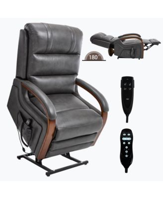 Power Lift Recliner Chair Dual Motor Infinite Position Up to 350 LBS with Solid Wood Armrests, Heat Massage and Heavy Duty Motion Mechanism