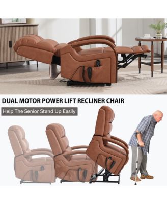 Power Lift Recliner Chair Dual Motor Infinite Position Up to 350 LBS with Solid Wood Armrests, Heat Massage and Heavy Duty Motion Mechanism