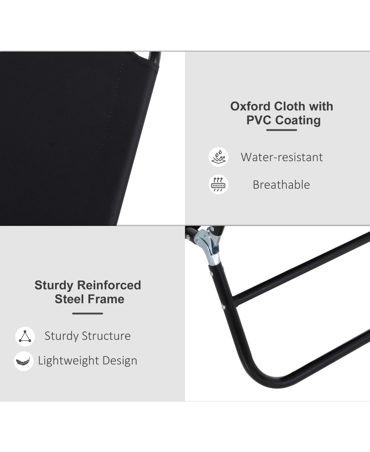 Outsunny Portable Outdoor Sun Lounger, Lightweight Folding Chaise Lounge Chair w/ 5-Position Adjustable Backrest for Beach, Poolside and Patio