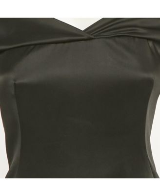 Women's Satin Cold Shoulder Midi Dress