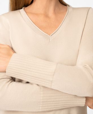 Women's V-Neck Wide-Hem Wide-Cuff Sweater