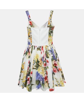 Women's White Floral Print Cotton Blend Mini Dress