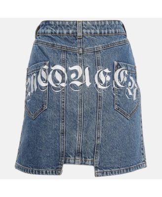 Women's Blue Embroidered Denim Mini Skirt