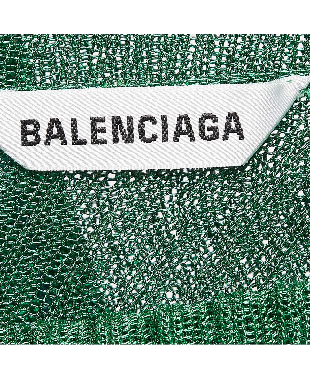 Pre-Owned Balenciaga Women's Green Metallic Rib Knit Turtle Neck Maxi Dress