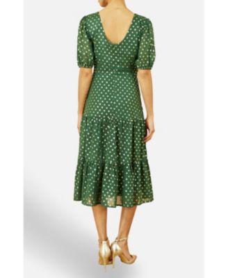 Women's Foil Spot Midi Dress With Scoop Back