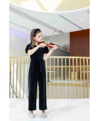 Big Girls Black Velvet Jumpsuit