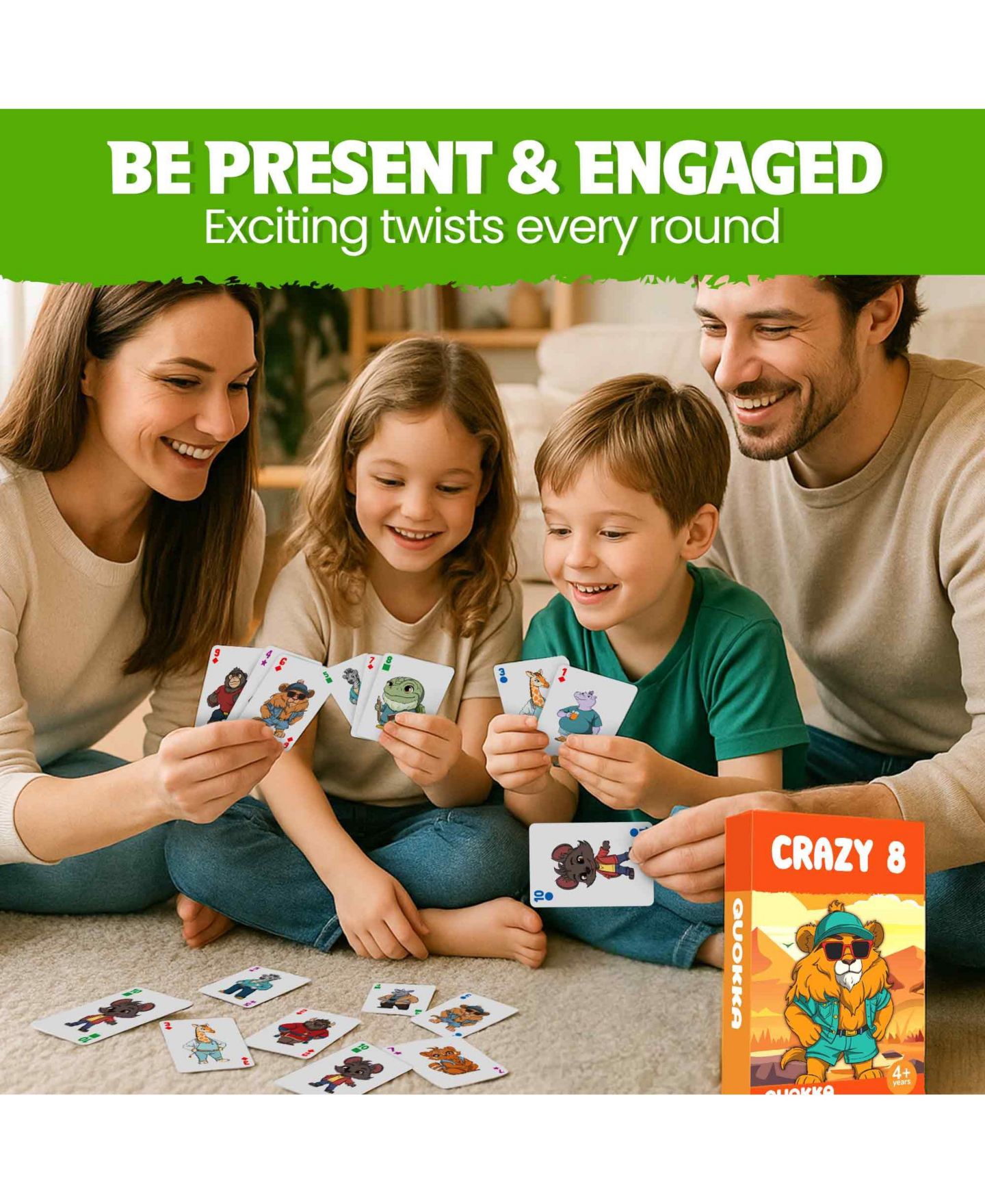 Детская карточная игра Quokka Crazy 8 Family Card Game, Ages 4+, цвет: Classic 6 Original — фото 5