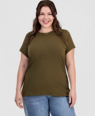 Plus Size Basic Crewneck Short-Sleeve T-Shirt