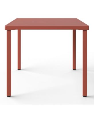 7-Piece Metal Rectangular Patio Dining Table Set With Stackable Plastic Dining Chairs For 6