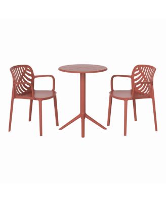 3-Piece Outdoor Resin Patio Bistro Table Set with Stackable Patio Dining Side Chairs For 2