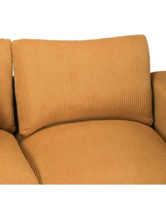 99" Modular Corduroy L-Shaped Sectional Sofa and Chaise With USB/Type-C Ports and Side Pockets