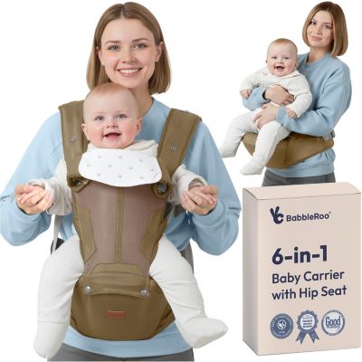 Kids 6-in-1 Carrier with Hip Seat and Lumbar Support, Ergonomic & Adjustable for Newborn to with Sunshade, Black