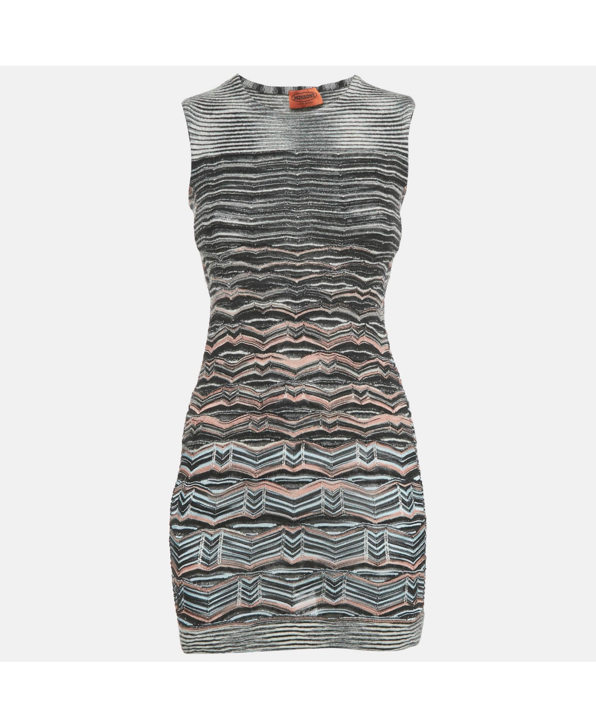 Pre-Owned Missoni Women's Black Zig Zag Stretch Knit Mini Bodycon Dress