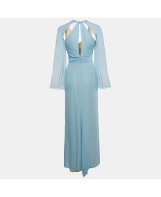 Women's Collection Blue Silk Drape Detail Maxi Dress