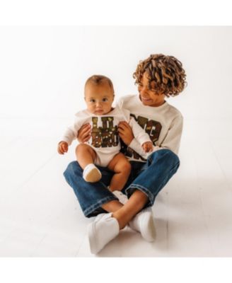 Baby Boys Lil Bro Camo Patch Long Sleeve Romper